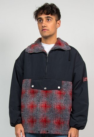 VINTAGE THICK WINDBREAKER QUARTER ZIP FLEECE JACKET