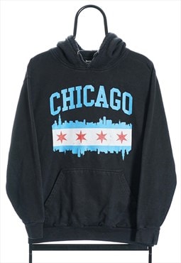 Vintage Chicago Black Graphic Hoodie Womens