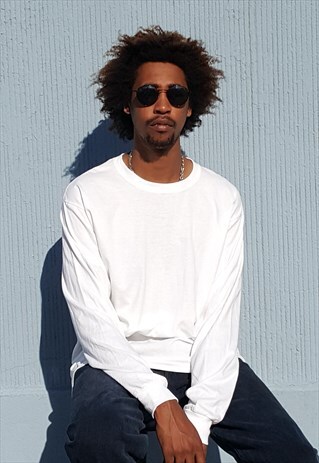 90S SKATER SPORTSWEAR WHITE LONG SLEEVE TEE SHIRT LARGE