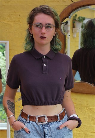 UPCYCLE REWORKED CROPPED TOMMY HILFIGER POLO SIZE MEDIUM
