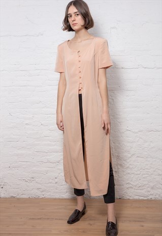 90S VINTAGE NUDE SHIRT DRESS