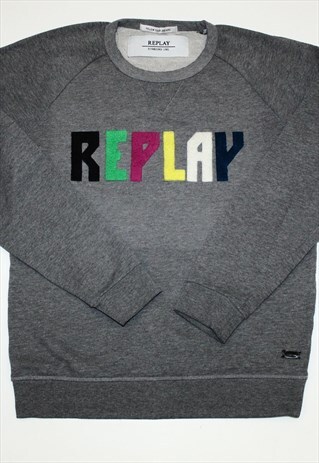 VINTAGE REPLAY SUN BLEACHED BIG PLUSH LOGO SWEAT