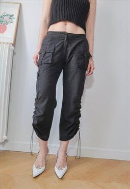 vintage y2k black cropped cargo trousers