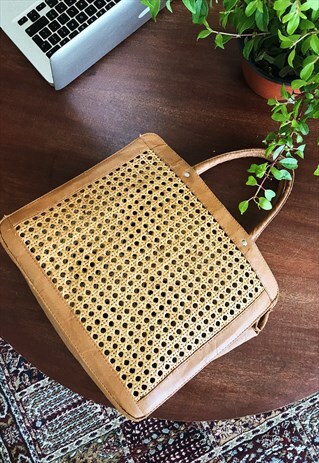 70'S RETRO PARIS CHIC RAFFIA STRAW TOTE BAG