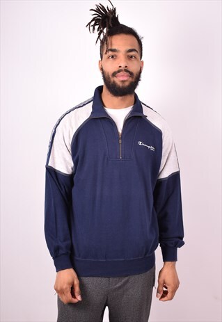 CHAMPION MENS VINTAGE SWEATSHIRT JUMPER MEDIUM BLUE 90S