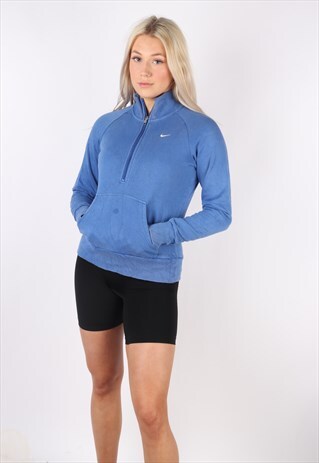VINTAGE NIKE 1/4 SWEATSHIRT JUMPER Y2K SWEATER BLUE XS S 6 8