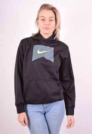 NIKE WOMENS VINTAGE HOODIE JUMPER XL BLACK 90S