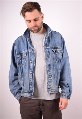 WRANGLER MENS VINTAGE DENIM JACKET LARGE BLUE 90S