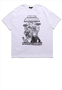 Wolverine print t-shirt Gothic tee Horror monster top white