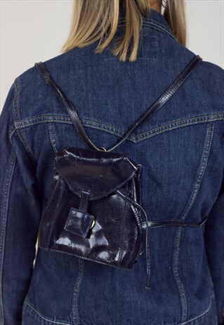 VINTAGE BLACK LEATHER SMALL BACKPACK