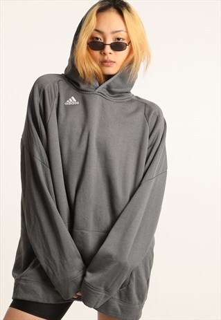 VINTAGE ADIDAS EMBROIDERED LOGO HOODIE