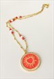 NEON CORAL HEART MEDALLION NECKLACE