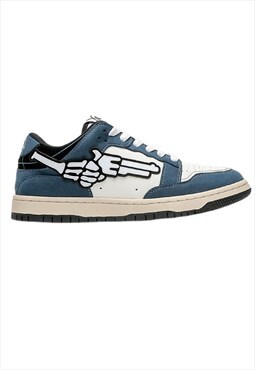 Skeleton patch sneakers rifle retro classic trainers blue