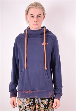 NIKE MENS VINTAGE HOODIE JUMPER MEDIUM BLUE 90S