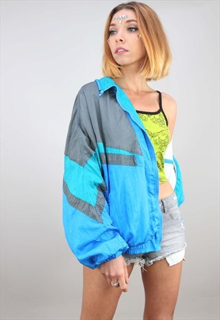 VINTAGE 80S 90S OVERSIZED FESTIVAL SHELL WINDBREAKER JACKET