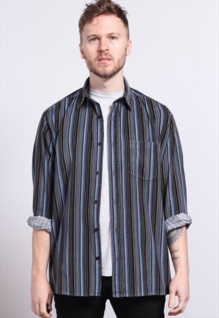 VINTAGE CORDUROY CORD STRIPED SHIRT