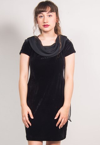 VINTAGE 80'S BLACK VELVET MINI DRESS