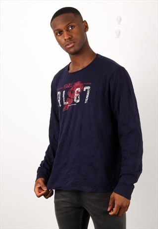 VINTAGE RALPH LAUREN LONG SLEEVED T-SHIRT IN BLUE