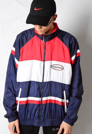 VINTAGE NAVY BLUE RED SERGIO TACCHINI SPORTS TRACK JACKET