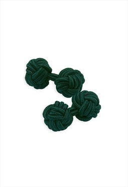 Fabric Knot Cufflinks - Dark Green