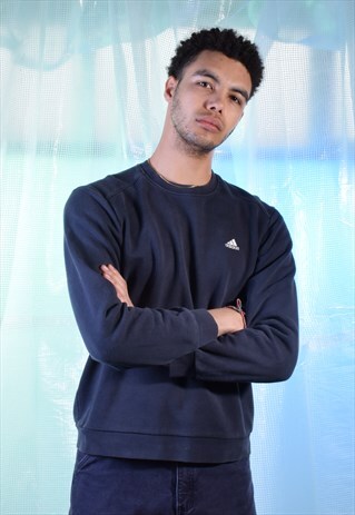 VINTAGE ADIDAS FADED BLACK SWEATSHIRT