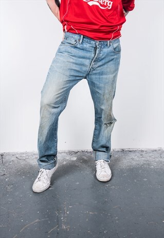 VINTAGE BLUE 501 LEVI'S PAINT JEANS