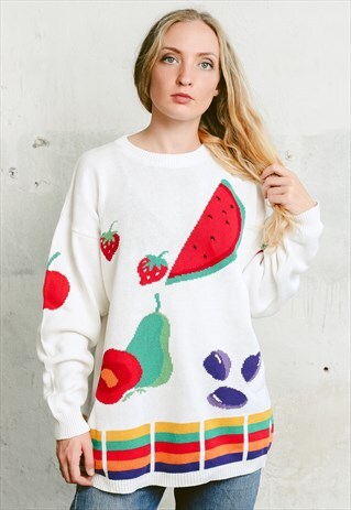 VINTAGE 80S WHITE KNIT JUMPER
