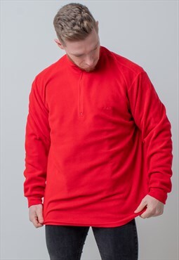Vintage 1/4 Zip up Fleece Red XL