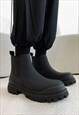 MONOCHROME BOOTS TRACTOR SOLE SHOES PLATFORM ANKLE SNEAKERS