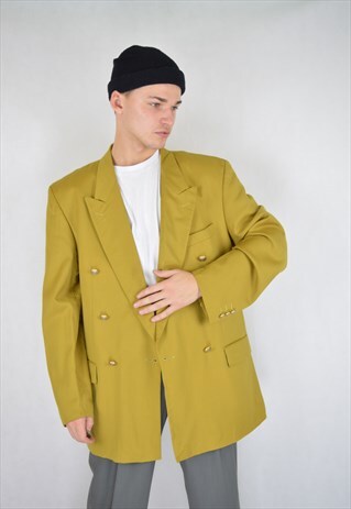 VINTAGE YELLOW 80'S WOOL RAVE BLAZER
