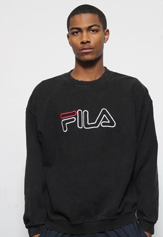VINTAGE FILA LOGO OVERSIZED SWEATSHIRT BLACK