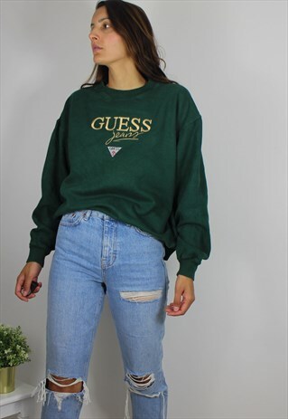 VINTAGE RARE GUESS SWEATSHIRT JUMPER W SPELL OUT LOGO