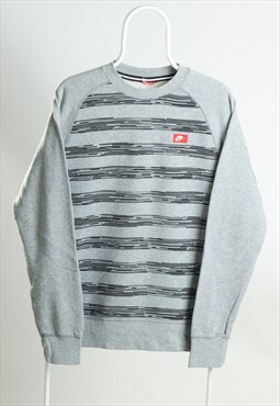 Vintage Nike Crewneck Striped Sweatshirt Grey 