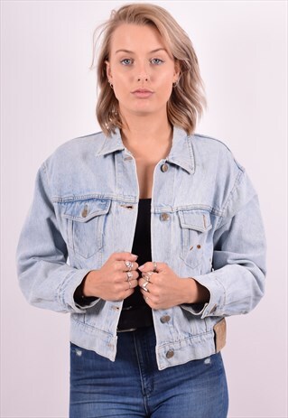 WOMENS VINTAGE DENIM JACKET LARGE BLUE 90S