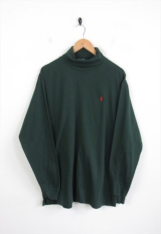Vintage Ralph Lauren 90s Green Turtle Neck Top Size L