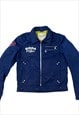 Vintage Y2k Racer Jacket Zipped Biker Navy Blue Sporty