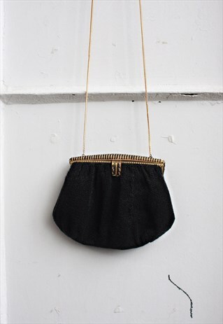 VINTAGE 80' AMAZING BEAUTIFUL SHINY BLACK LITTLE BAG