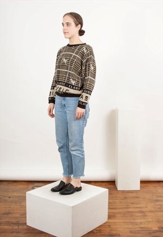 ABSTRACT PLAID JUMPER / CONTRAST 90S SWEATER
