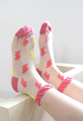LIGHTNING BOLT SHEER SOCKS PINK