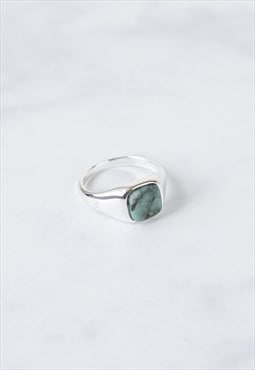 Signet Silver & Emerald Ring