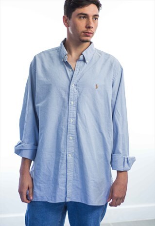 VINTAGE POLO RALPH LAUREN LOGO SHIRT 90S XXL 14.5