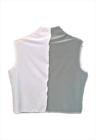 WHITE AND SAGE 90'S FESTIVAL CROPPED TANK TOP