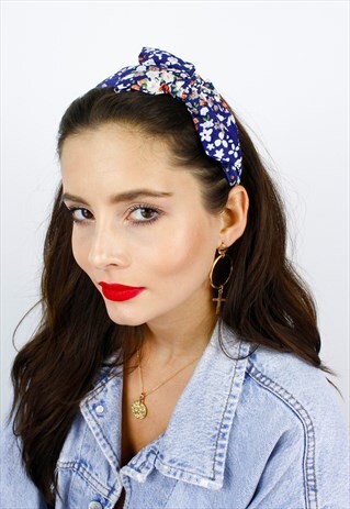 BLUE & WHITE FLORAL PRINT ALICE HEAD BAND