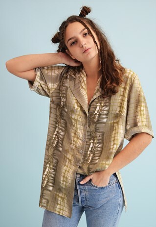 80'S RETRO MOD PASTEL ABSTRACT PRINT OVERSIZED SHIRT