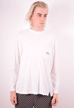 CERRUTI 1881 MENS VINTAGE TOP LONG SLEEVE MEDIUM WHITE 90S
