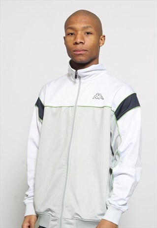VINTAGE KAPPA TRACK JACKET GREY WHITE