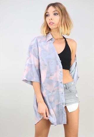 VINTAGE OVERSIZED SHORT SLEEVE PATTERNED SHIRT