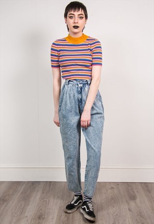 90'S BLUE STONEWASH DENIM MOM JEANS