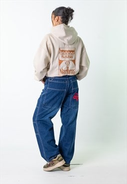 Blue Denim 90s Baggy Hip Hop Fox Racing Cargo Skater Pants