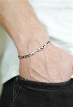 Chain bracelet for men silver arrow charm gift for him